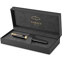 Parker Sonnet Fountain Pen, Black Lacquer with Gold Trim